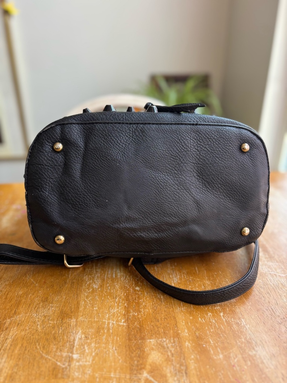 Traci Lynn Black Studded Vegan Leather Backpack - Picture 4 of 13